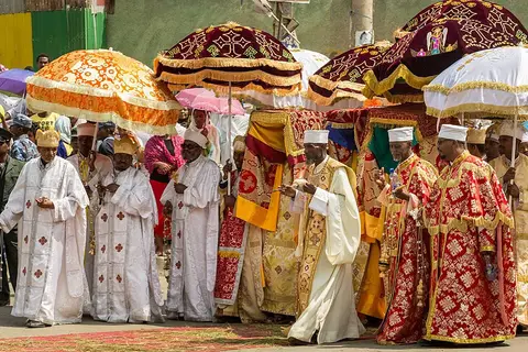 Colorful celebrations region of Ethiopia — Timkat, Meskel and Genna - Orthodox festivals in full procession.